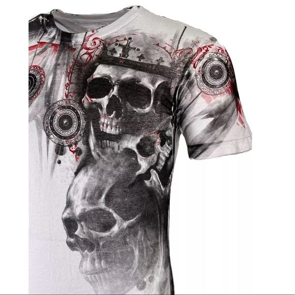 Rebel Saint By Affliction Men's T-Shirt Bloody Night Biker Skull - Picture 7 of 10